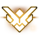 A golden shield-shaped badge with a white geometric emblem and a small glowing plus sign.
