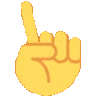 A yellow hand with the index finger raised and wagging back and forth.