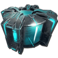 Cryo container glowing with a bright blue light against a dark background.