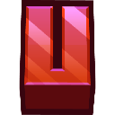 Letter U designed with a red and pink pixelated Minecraft redstone ore texture.