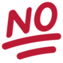 The word NO written in bold red letters with a thick red underline.