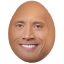 Dwayne The Rock Johnson's face smiling on an oval egg shape.