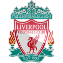 Liverpool Football Club crest featuring a red shield with a Liver bird and the motto You'll Never Walk Alone.