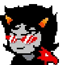 Terezi Pyrope from Homestuck wearing red glasses with a smug, self-satisfied expression.
