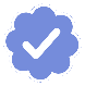 Checkmark inside a flower-shaped badge in blurple color.