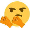 Yellow smiley face with an angry expression holding up two orange fists in a boxing stance.