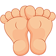 Feet shown from a top-down cartoon perspective.