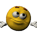 A 3D yellow smiley face progressively collapsing and falling over in a sequence of four frames.