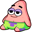 Patrick Star with half-lidded eyes and a small smile looking relaxed.