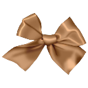 Brown ribbon tied into a decorative bow shape.