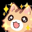 Cat with wide, star-filled eyes and sparkling yellow stars surrounding its head.