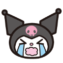 kuromi3_cries custom emote from ♡ ໋𓈒ﾟ🎀　⊹　blushing．giveaways．social．friends．guild tag．cute．chat．emotes．hangout．fun．vc．chill．gaming