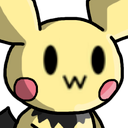 Pichu with a happy Owo expression and blushing cheeks.