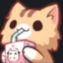 A cute brown cat drinking from a pink milk carton with a straw.