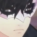 Joker from Persona 5 wearing a black mask with a suspicious, narrowed-eye expression.