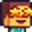 Steve from Minecraft with bright yellow star-shaped eyes and a wide, happy grin.