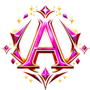 Letter A inside an ornate, glowing pink and gold circular badge emblem.