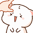 A hand repeatedly boops a cute white cat on the head in a playful animation.