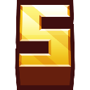 A metallic gold letter G with a beveled 3D effect on a dark background.