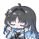 A chibi anime girl with wings crying with large tears streaming down her face.