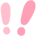 Two bright pink exclamation marks standing side by side.