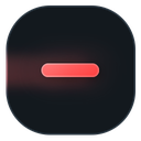 A glowing red horizontal dash centered on a dark rounded square background.