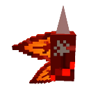 Dragon breath erupts in a pixelated burst of orange and red flames.