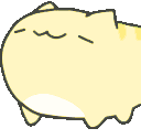 Yellow cat nodding its head rhythmically in a cute, simple art style.