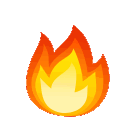 Fire flame icon with bright yellow center and orange-red outer edges.