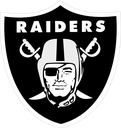 Raiders shield logo featuring a pirate with an eyepatch and crossed swords.