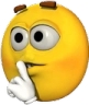 Yellow emoji character holding a finger to its lips in a shushing gesture.