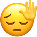 Yellow face emoji with eyes closed and a hand pressed against its forehead in a facepalm gesture.