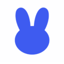 Bunny silhouette in a solid blue color.