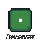 Green pixelated square with a white dot and the text /datrequest underneath.