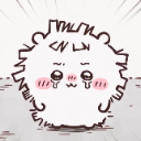 Chiikawa character with a teary-eyed, sad expression and blushing cheeks.