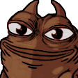 A brown bug-like creature with a smug, knowing smirk and large, expressive eyes.