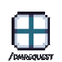 Finnish flag designed as a small, square, pixelated button.