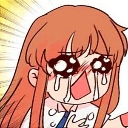 Anime girl with orange hair crying hysterically with large, exaggerated tears streaming down her face.