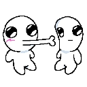 Autism creature sticking its tongue out at another creature in a playful, teasing manner.