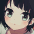Anime girl with short black hair blushing intensely with a shy expression.