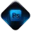Adobe Photoshop logo icon on a dark diamond-shaped background with a red accent.