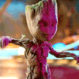 Baby Groot dancing with rhythmic movements in a multi-frame animation.