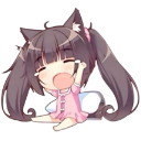 Chocola from Nekopara yawning with her eyes closed and arms stretched out.