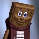 Chocolate bar character wearing a maroon hoodie with a blank, wide-eyed expression.