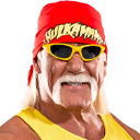 Hulk Hogan wearing a red Hulkamania bandana and yellow sunglasses smiling.