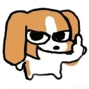 A cartoon dog with a smug expression holds up its paw to give the middle finger.