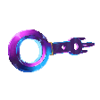 Glowing purple and blue magical key rotating in various positions.