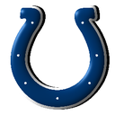Horseshoe logo of the Indianapolis Colts in blue and white.