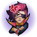 Kayn from League of Legends with an angry vein symbol above his head and a frustrated expression.
