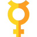 Non-binary gender symbol rendered in a flat golden style.